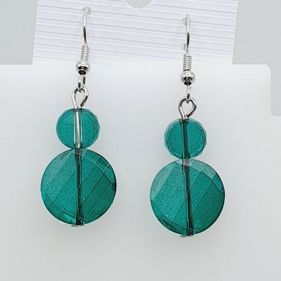 Emerald Green Crystal Dangle Earrings, AZFA1174 - Picture 1 of 8